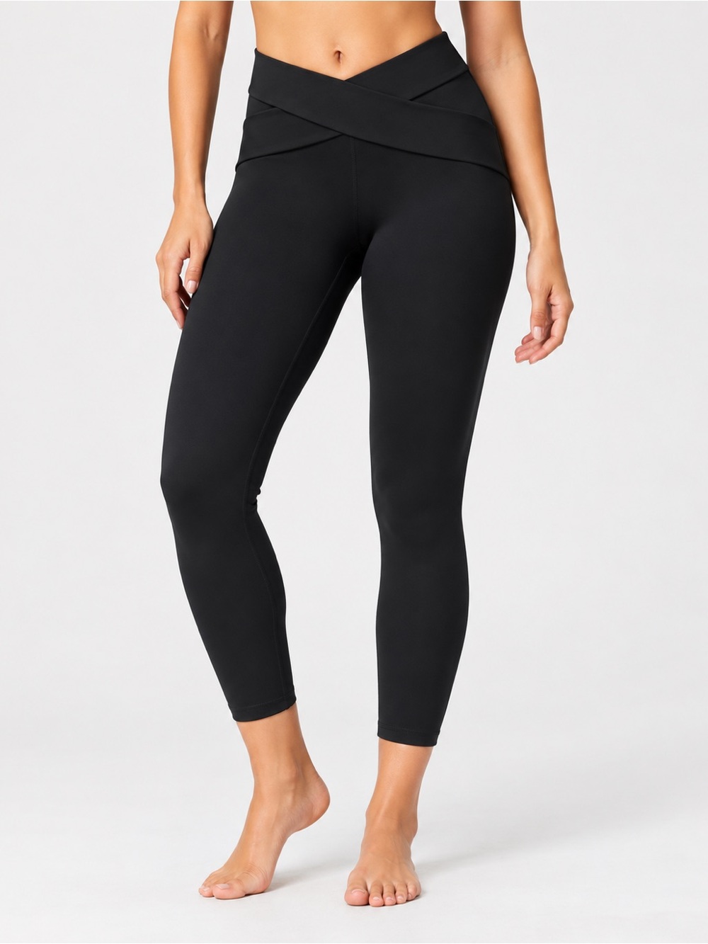 Halara Black High Waist Crossover 7/8 Leggings XL NWT